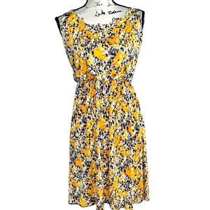 Kaleigh Tasha yellow & black knit crossover back dress medium